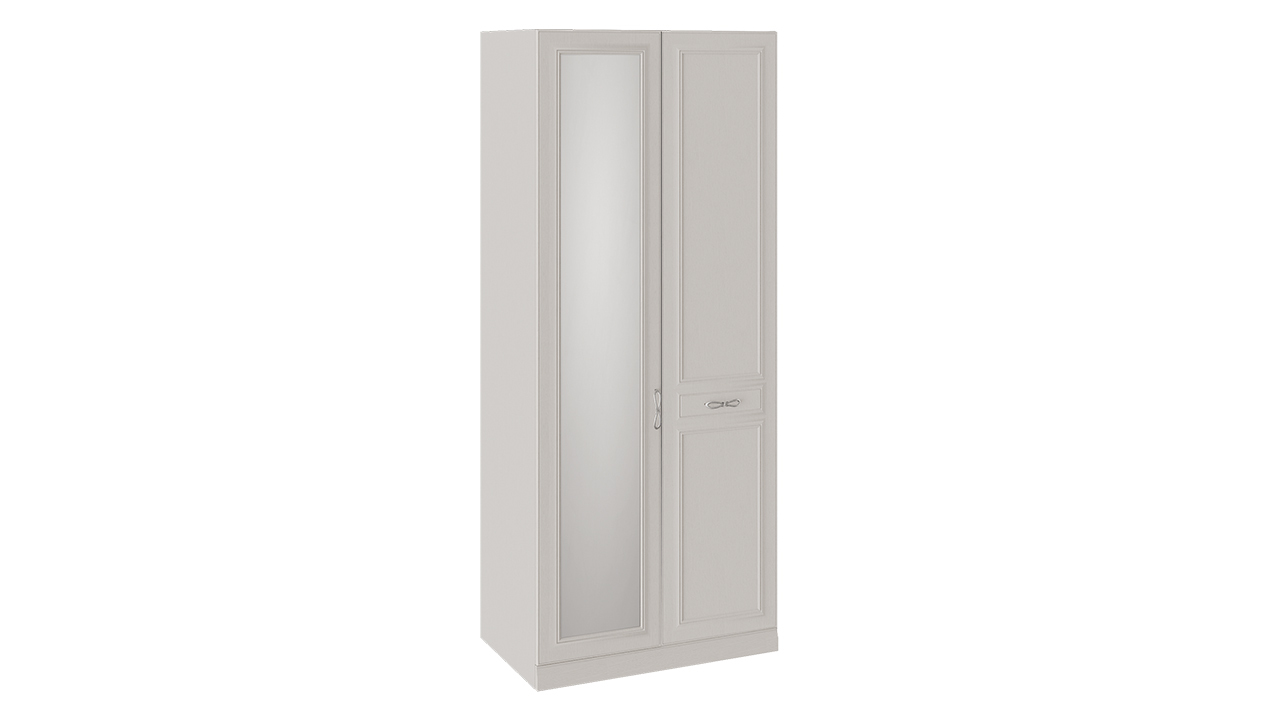 Шкаф для одежды с 1 глухой и 1 зеркальной дверью правый с опорой «Сабрина» - СМ-307.07.221-01R